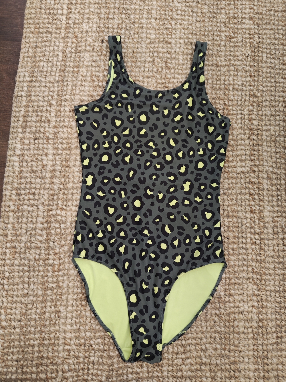 NEW H&M Girls' Neon Yellow and Black Leopard One-Piece Swimsuit